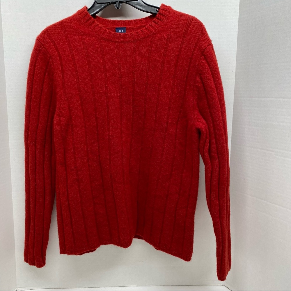 Gap Vintage 100% Lambswool Small Dark Red Ribbed Crewneck Pullover Sweater Warm